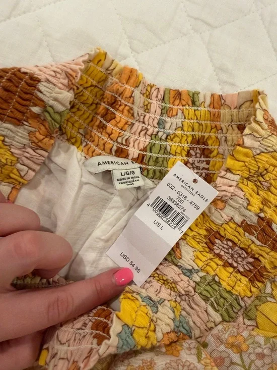 American Eagle Outfitters Yellow Floral Wide-Leg Palazzo Pants - Picture 5 of 5